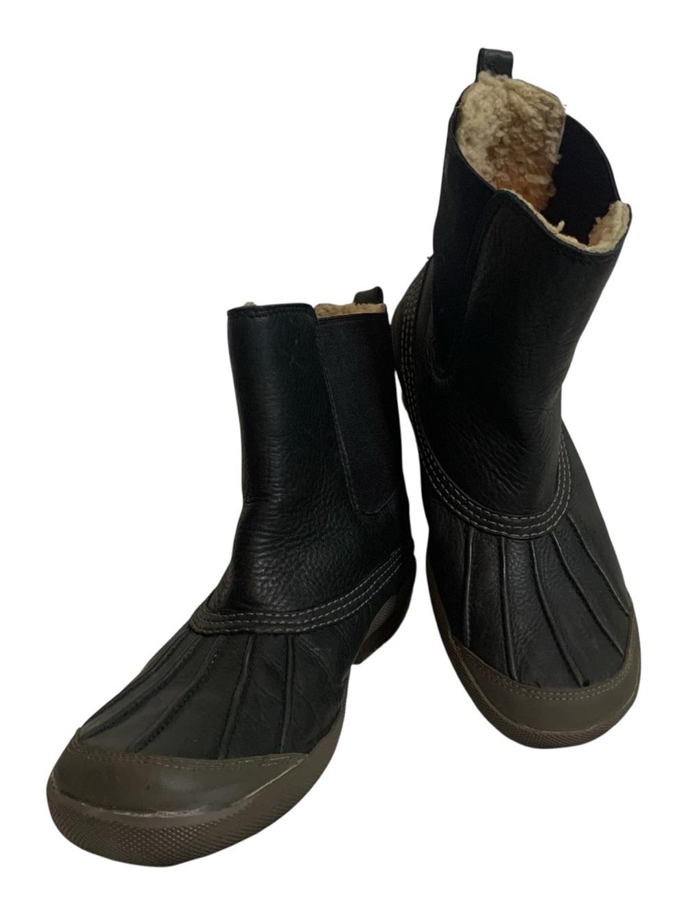 UGG Romosa Black Waterproof Leather Chelsea Pull-On Duck Boots Size 10